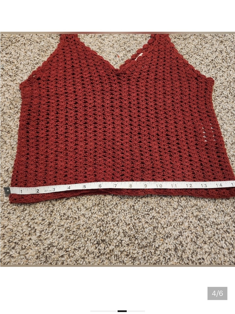 EARTHBOUND Crochet Knit Crop Camisole - Maroon/Brick Red
